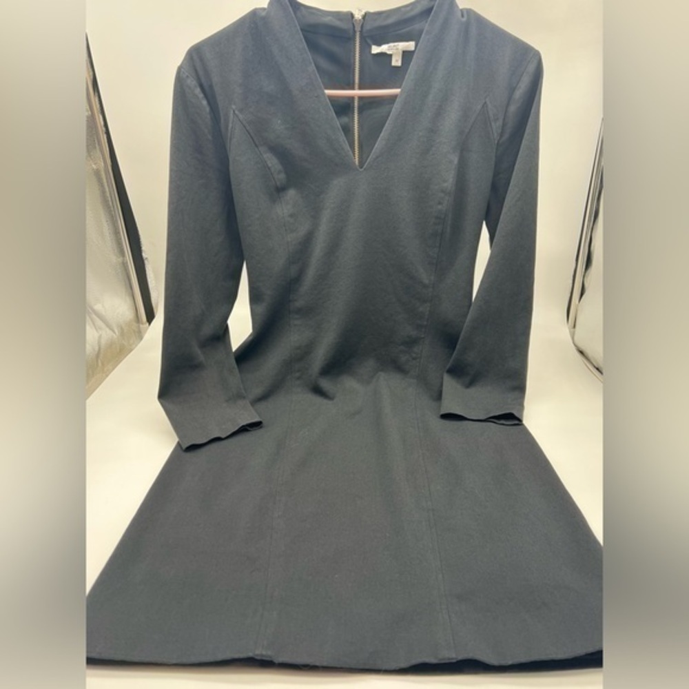 Helmut Lang black long sleeve v neck dress size medium